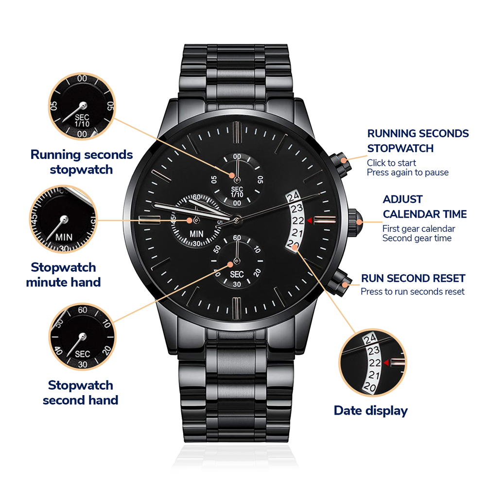 To My Firefighter Husband Need You Here With Us (Charcoal Black) – Men's Watch