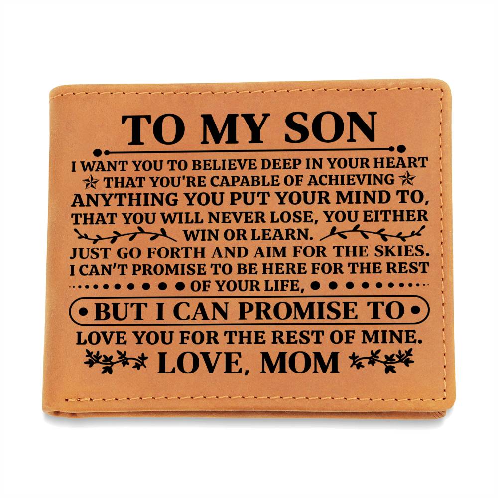 To My Son Promise (Black) – Leather Wallet